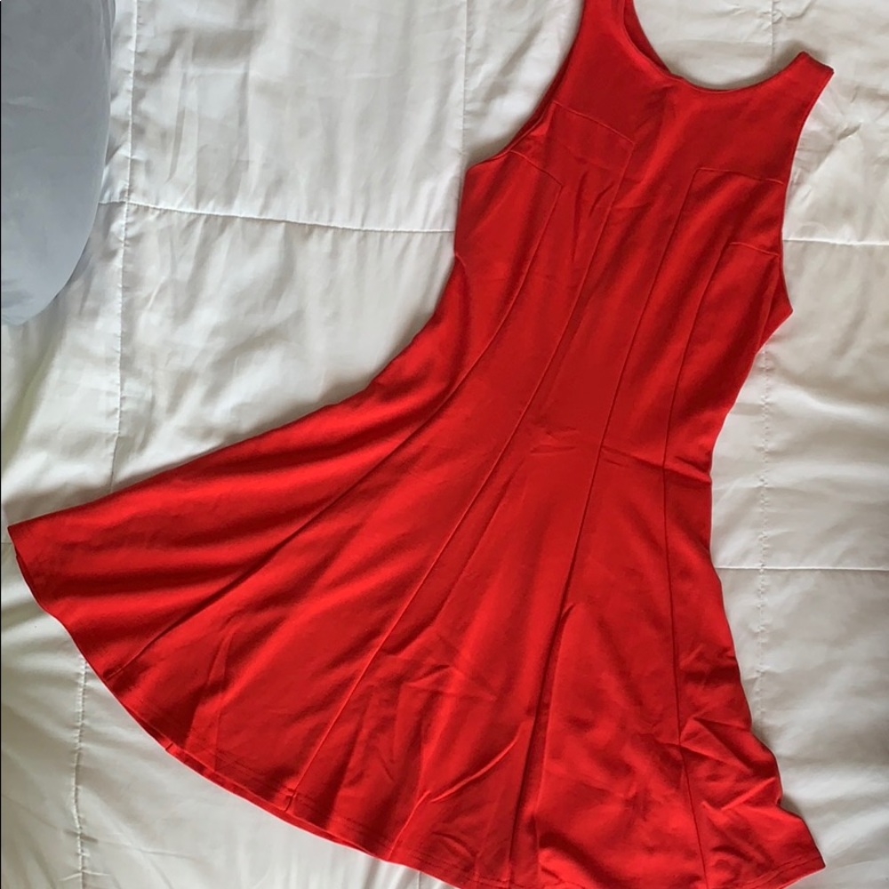 Red Sleeveless Midi Dress